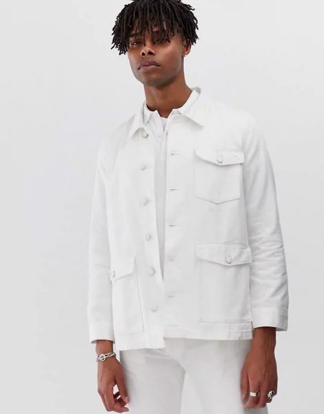 Белая джинсовая куртка M.C.Overalls-Белый
