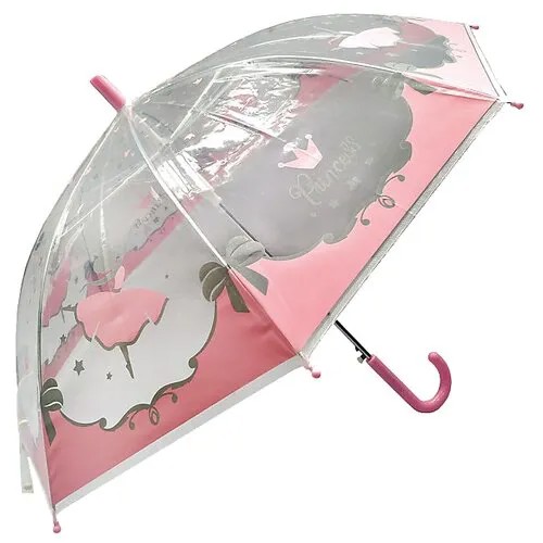 Зонт-трость детский прозрачный Принцесса, 48см,