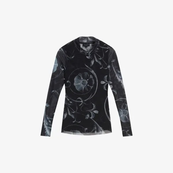 Топ kaesa из эластичной сетки с цветочным принтом Ted Baker, черный