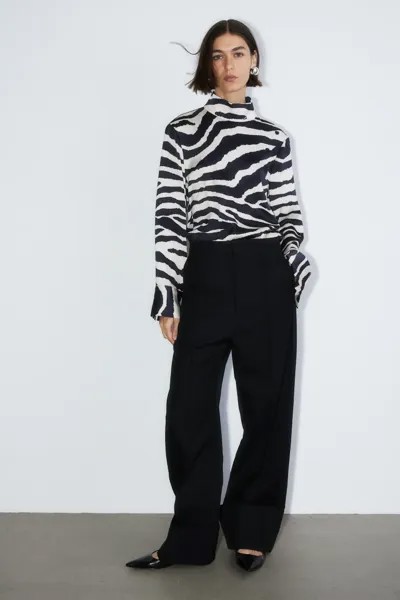 Блуза с низким воротником-поло H&M, черный