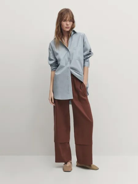 Брюки carpenter с деталями швов. Massimo Dutti, бордовый