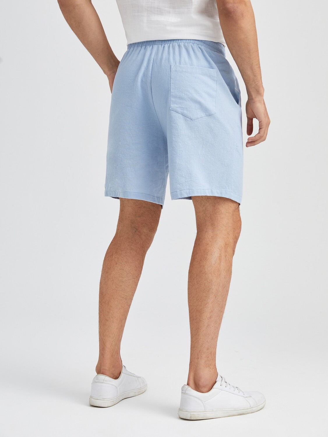 Moda Gents Мужские хлопковые шорты свободного кроя со скошенными карманами и кулиской на талии