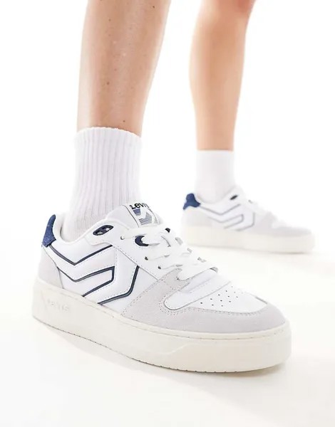 Levi's – Glide L – Бело-темно-синие спортивные туфли на толстой подошве и нашивке с логотипом