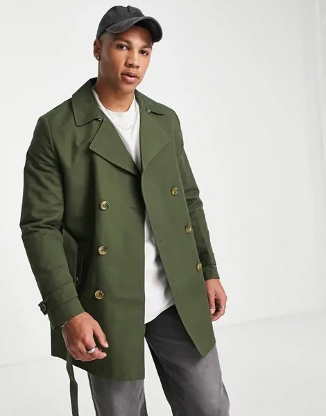 Непромокаемый тренч цвета хаки ASOS DESIGN-Зеленый цвет