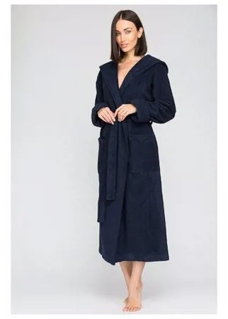 Женский махровый халат с капюшоном Sport&Style (Е 903) размер M (46-48), темно-синий