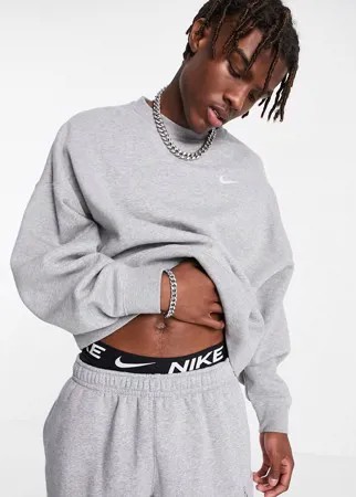 Серый свободный свитшот из технологичного флиса Nike Unisex