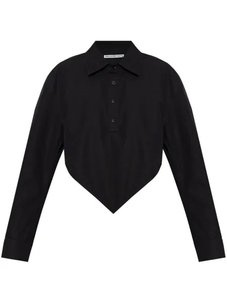 Alexander Wang рубашка с заостренным краем из органического хлопка, черный