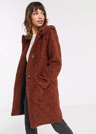 Коричневый дафлкот с искусственным мехом Esprit-Синий