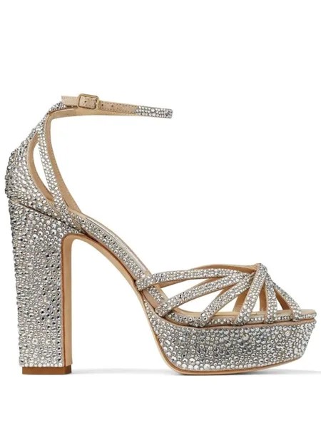 Jimmy Choo босоножки Isra 120 с заклепками, серебристый