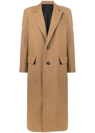 AMI Paris длинное пальто на пуговицах с накладными карманами