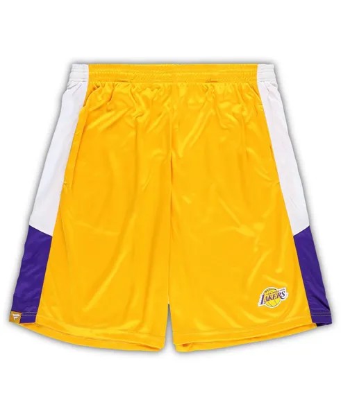 Мужские тренировочные шорты Los Angeles Lakers Big and Tall Champion Rush золотистого цвета с логотипом бренда Fanatics