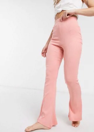 Светло-розовые брюки для дома в рубчик In The Style x Billie Faiers-Розовый цвет