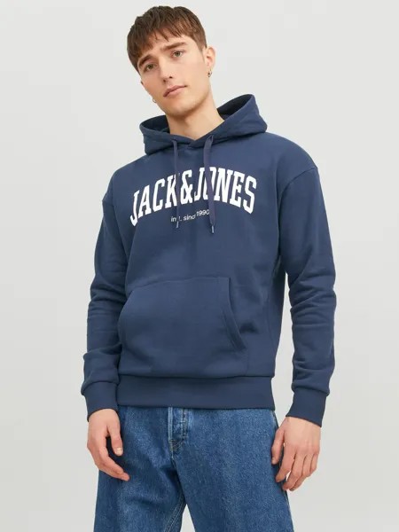 Толстовка Jack & Jones Logo Print Hoodie Kapuzen Pullover JJEJOSH, темно-синий