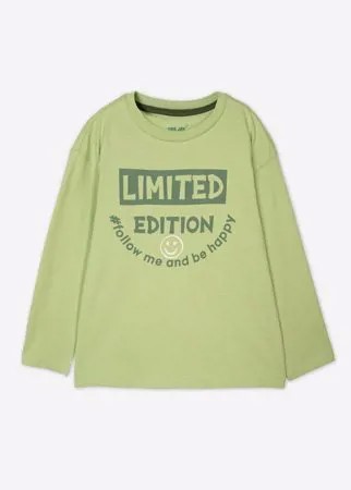 Зелёный лонгслив oversize с принтом LIMITED EDITION для мальчика Gloria Jeans