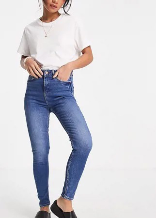 Светло-синие моделирующие зауженные джинсы New Look Petite-Голубой