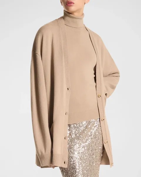 Кашемировый вязаный кардиган оверсайз Michael Kors Collection, цвет Sand