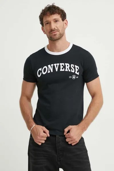 Хлопковая футболка Converse, черный