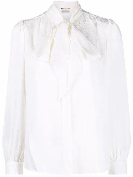 Saint Laurent шелковая блузка с бантом