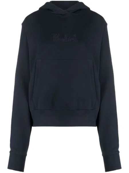 Woolrich худи из органического хлопка с вышитым логотипом, синий