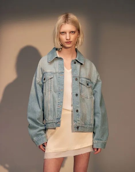 Голубая джинсовая куртка Topshop Balloon