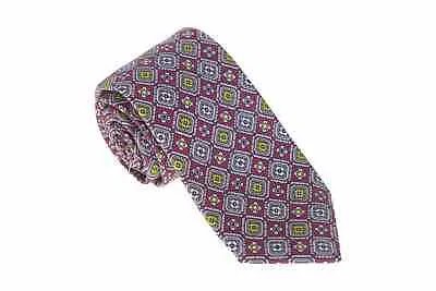 Kiton Napoli Мужской бордовый с цветочным мотивом семикратный шелковый галстук ручной работы