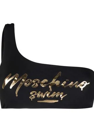 Moschino лиф бикини на одно плечо с логотипом