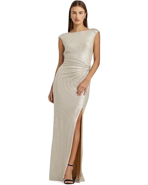 Платье LAUREN Ralph Lauren Metallic Sleeveless Gown, цвет Champagne/Silver