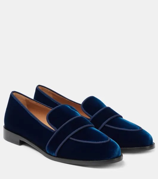 Бархатные мокасины Martin Aquazzura, цвет paris blue