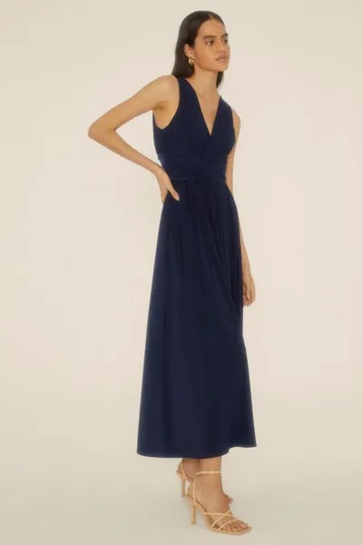 Платье макси премиум-класса из джерси со сборками Oasis, темно-синий
