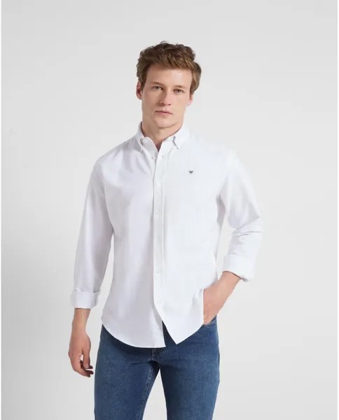 Мужская однотонная рубашка приталенного кроя белого цвета Silbon, белый