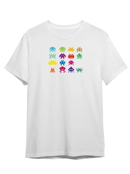 Футболка унисекс Каждому Своё Space invaders/Космические захватчики/Pixel GMRT14 белая S