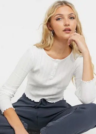 Белый лонгслив на пуговицах Topshop