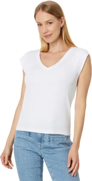 Топ Michael Stars Tati V-Neck Power Shoulder Top, белый