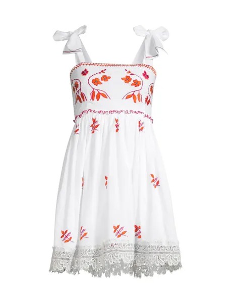 Мини-платье Ximena с цветочной вышивкой Waimari, белый