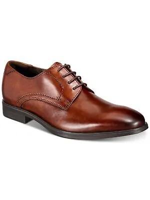 Мужские коричневые кожаные оксфорды ECCO Comfort Melbourne с круглым носком на блочном каблуке 13
