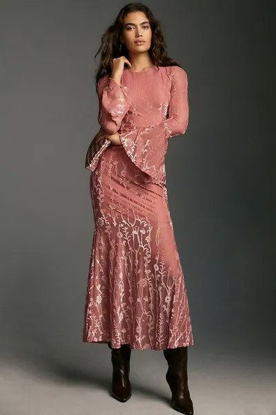 Платье Hutch миди с длинными рукавами, розовый