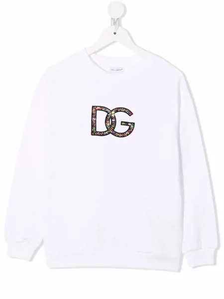 Dolce & Gabbana Kids толстовка с логотипом и кристаллами