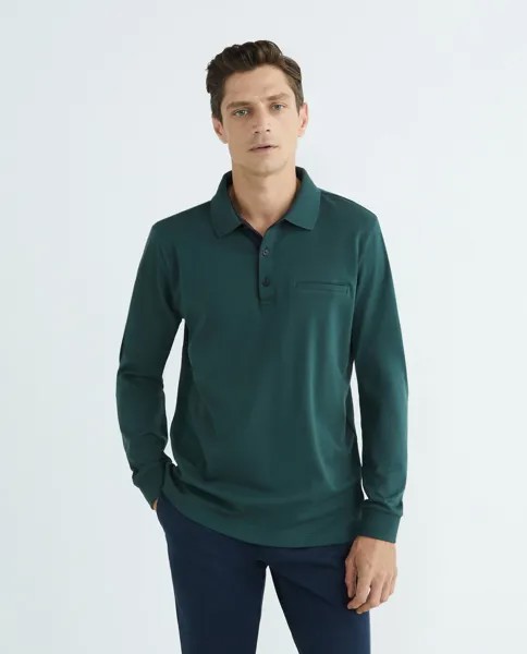 Базовая рубашка-поло с мужским карманом Pierre Cardin, темно-зеленый