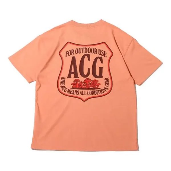 Футболка Men's Nike ACG Minimalistic Alphabet Logo Printing Casual Round Neck Short Sleeve Pink T-Shirt, розовый