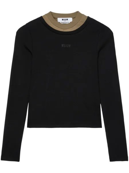 MSGM трикотажный топ с вышитым логотипом, черный