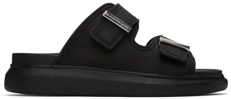 Черные резиновые гибридные шлепанцы Alexander McQueen