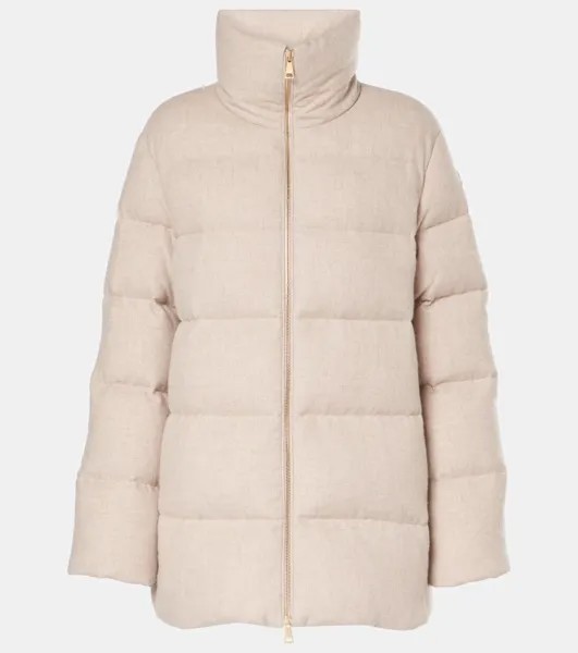 Пуховик из шерсти и кашемира Bonaguil Moncler, бежевый