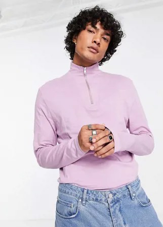 Облегающий лонгслив фиолетового цвета с высоким воротником на молнии ASOS DESIGN-Фиолетовый цвет