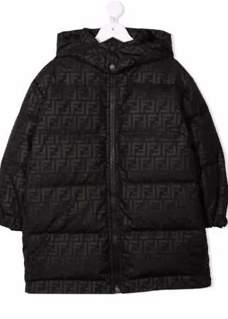 Fendi Kids пальто с капюшоном и узором FF