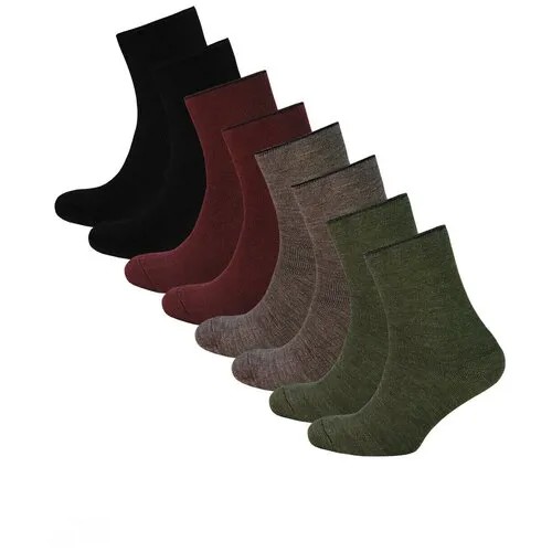 Носки STATUS, 8 пар, размер 23-25, хаки, бордовый, черный, коричневый