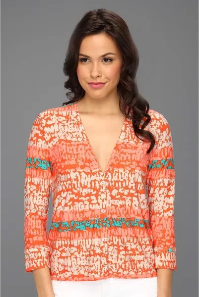 Свитер Anne Klein Stripe Print Cardigan, цвет Carnelian Multi