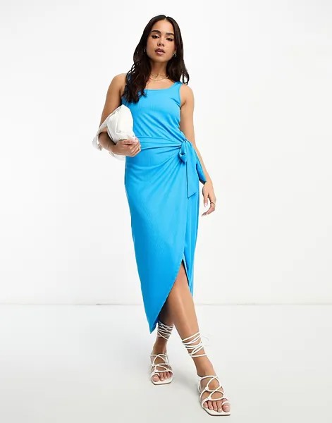 JDY – Ярко-синее полосатое платье-саронг миди – только на ASOS