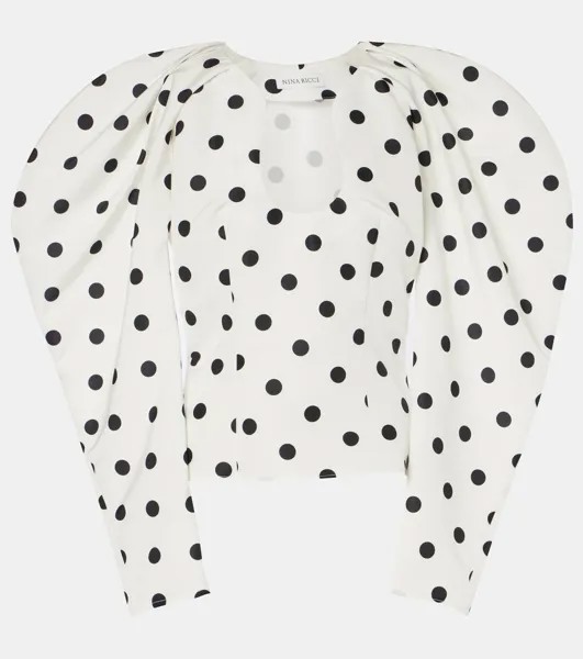 Топ из тафты в горошек Nina Ricci, цвет white with black dots