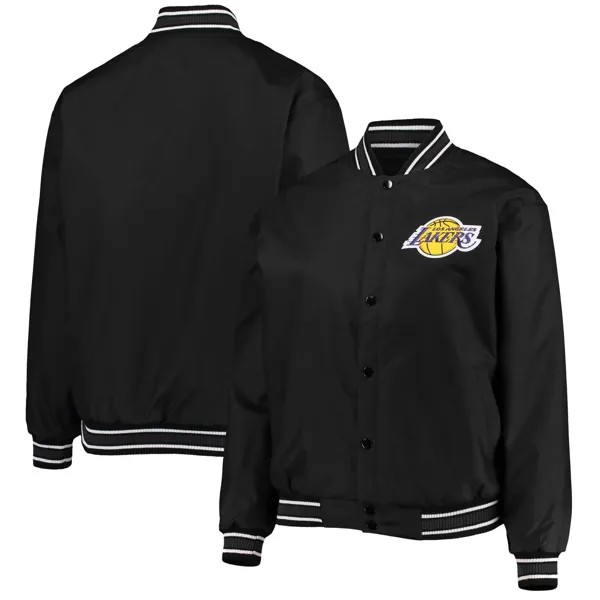 Женская черная куртка на кнопках из поли-твила JH Design Los Angeles Lakers большого размера