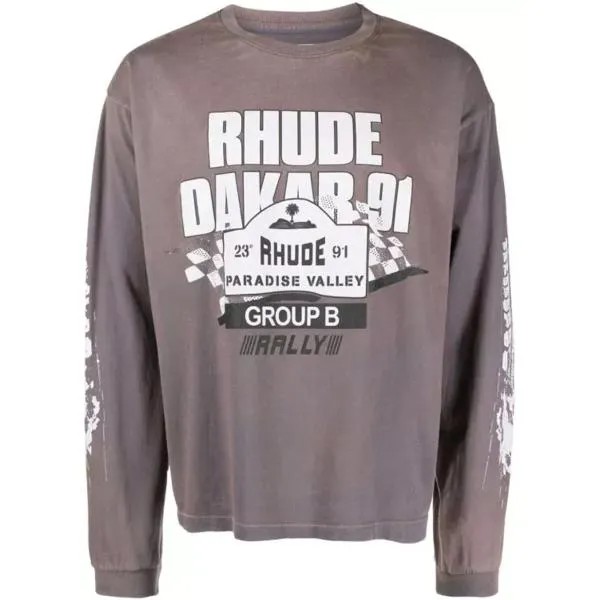 Футболка dakar 91 long-sleeve t-shirt Rhude, серый